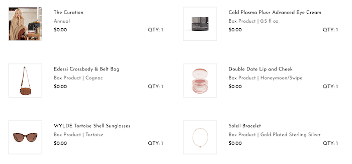 Curateur Shopping Membership spring box spoilers