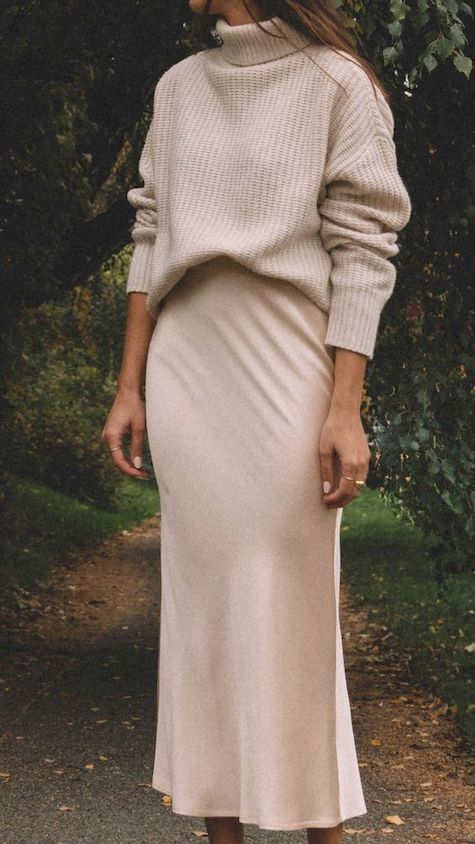 Sweater and silk outlet skirt